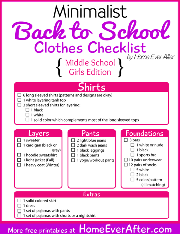 Year Round School Must Have Checklist For Teen Girls + Free Printable